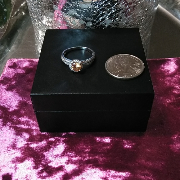 💐NEW CHIC STERLING SILVER CHAMPAGNE CZ RING - Picture 5 of 7